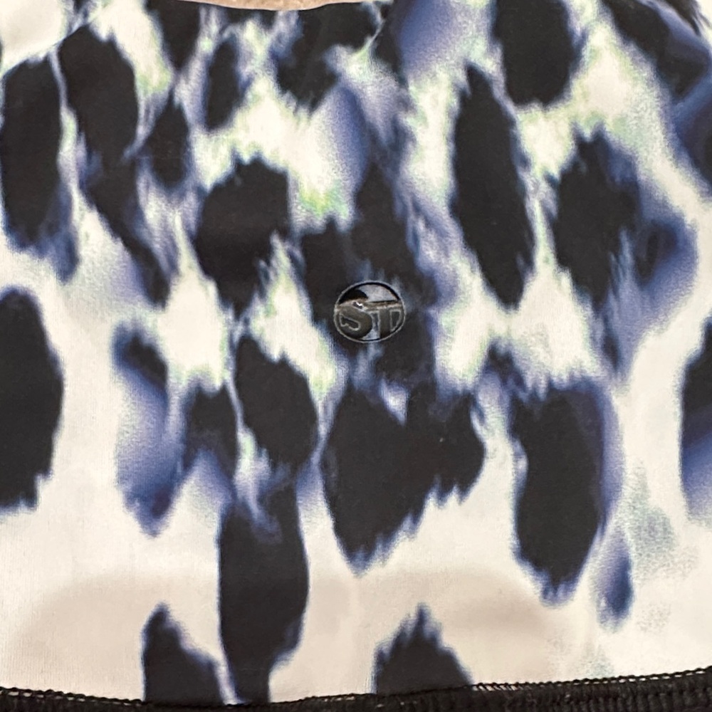 Strut This Black with White/Black/Blue Animal Print Leggings, One Size, - Picture 7 of 12